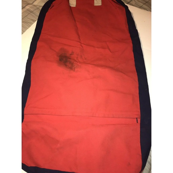 Vintage Lands End Canvas Garment Bag Red Blue - Picture 6 of 7